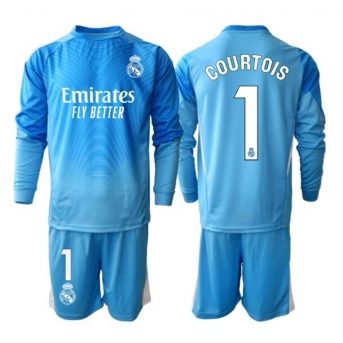 Billige Fotballdrakt Real Madrid Thibaut Courtois #1 Keeper Replika Hjemmedraktsett Barn 2025-26 Langermet (med bukser)